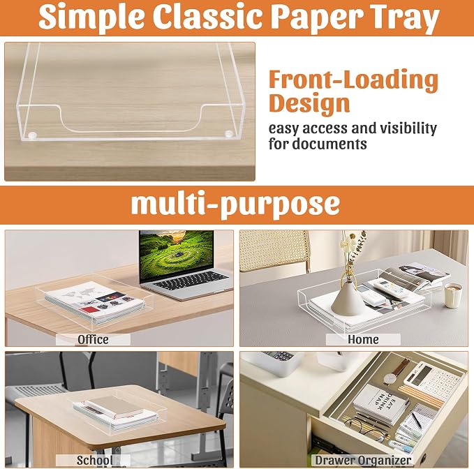 Letter-Size Tray Desk Letter Tray Paper Tray, Sturdy Heavy-Duty Plastic Printer - Image 6