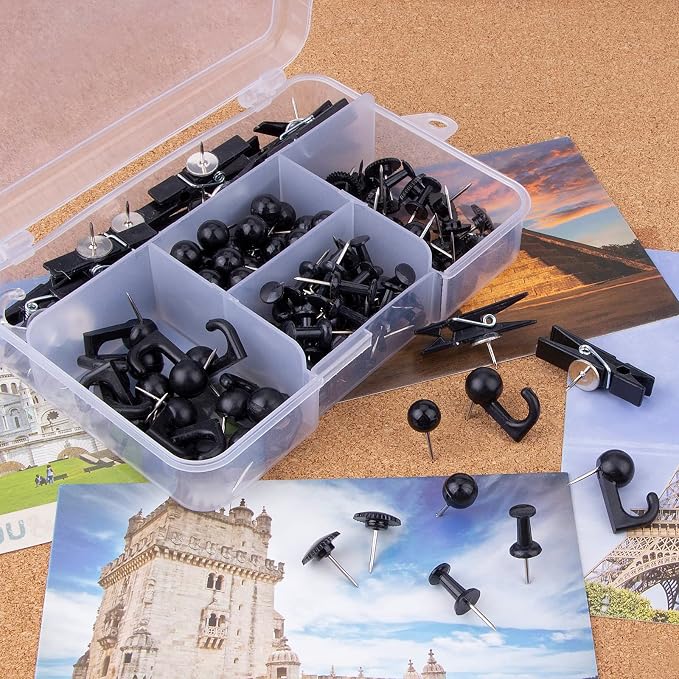 Push Pins Set, 5 Styles Thumb Tacks Map Pins, Steel Point Pushpins Thumbtacks - Image 4