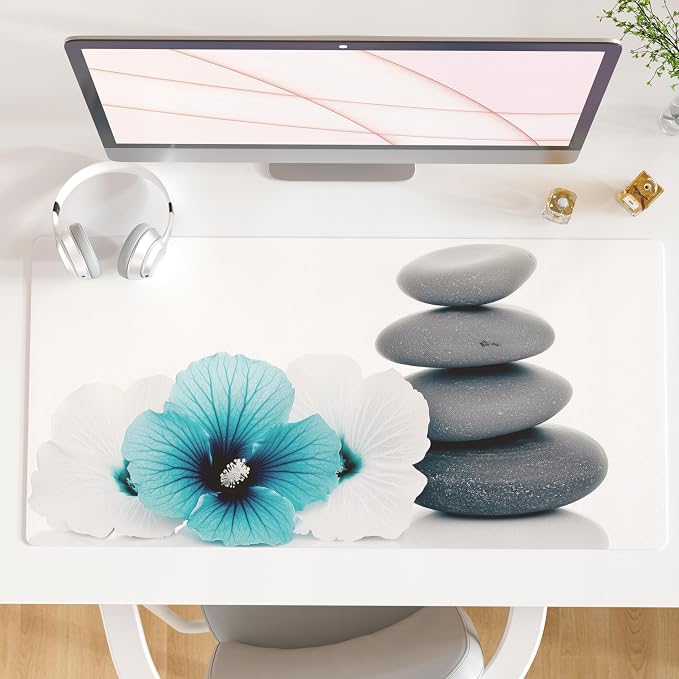 QIYI Desk Pad, Non-Slip PU Leather Desk Blotter Protector, Kids Floral Print by QIYI
