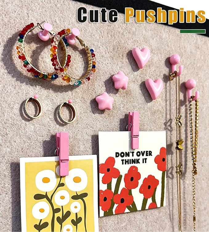 KEYDUACU 150 Pcs Pink Push Pins Set, Metal Thumb Tacks, Decorative Push Pins - Image 5