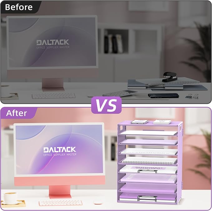 DALTACK 9-Tier Paper Organizer for Desk, Mesh Letter Tray Desk Organizer - Image 6