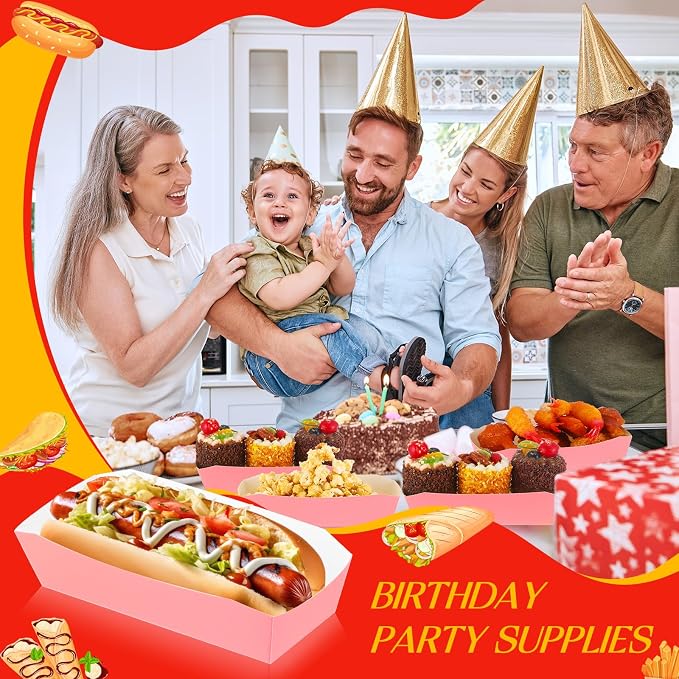 Yeaqee 100 Pcs 7" Paper Hot Dog Trays Disposable Paper Food Nacho Boats Hot Dog - Image 5