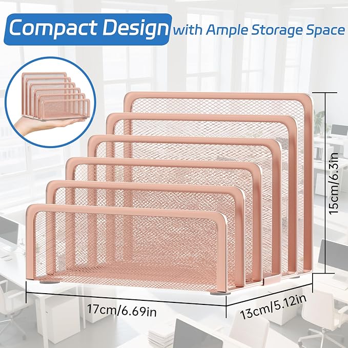 Mail Organizer Countertop with 5 Slot, Metal Mail Holder - Image 2