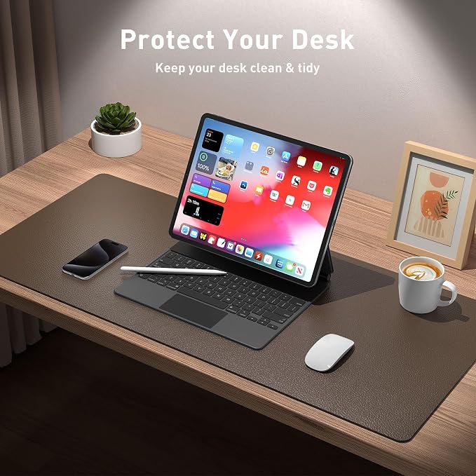 Aothia Leather Desk Pad Protector, Mouse Pad, Office Desk Mat, Non-Slip PU - Image 3