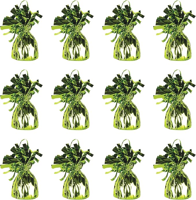 Beistle 50804-LG 12-Piece Light Green Metallic Wrapped Balloon Weights by Beistle