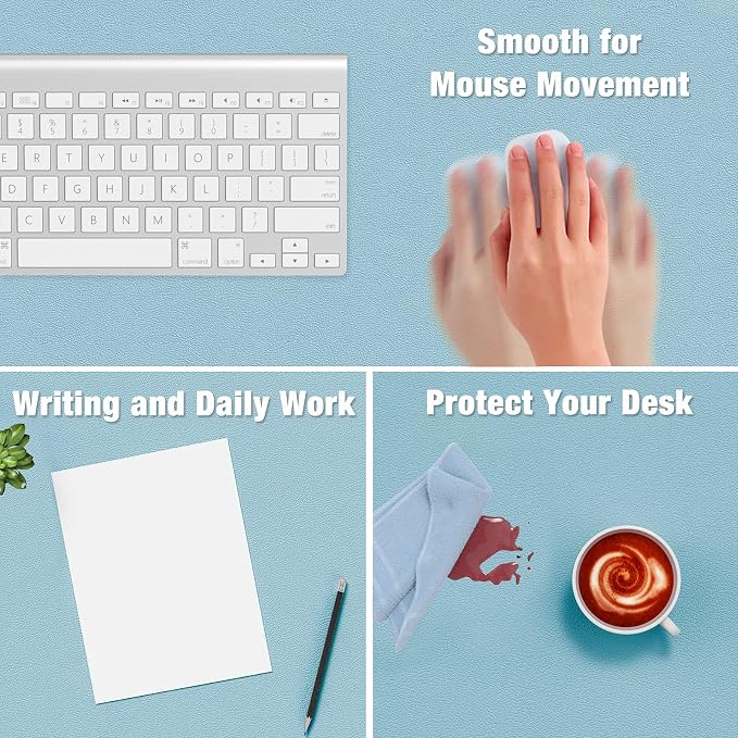 Hsurbtra Desk Pad, 23.6" x 13.8" PU Leather Desk Mat, M Extended Mouse Pad - Image 4