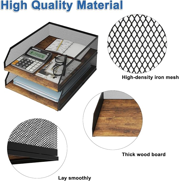 Natwind 2-Tier Stackable Metal Mesh Paper Organizer - Image 3