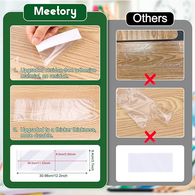 Meetory 40 PCS Upgraded Nameplate Pocket, Self Adhesive Desk Nameplates Name - Image 4