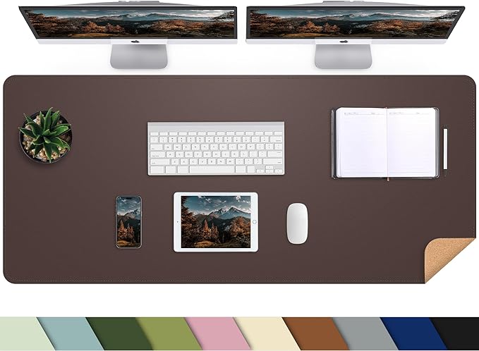 AFIING Leather Desk Pad Protector, Large Desk Mat by AFIING