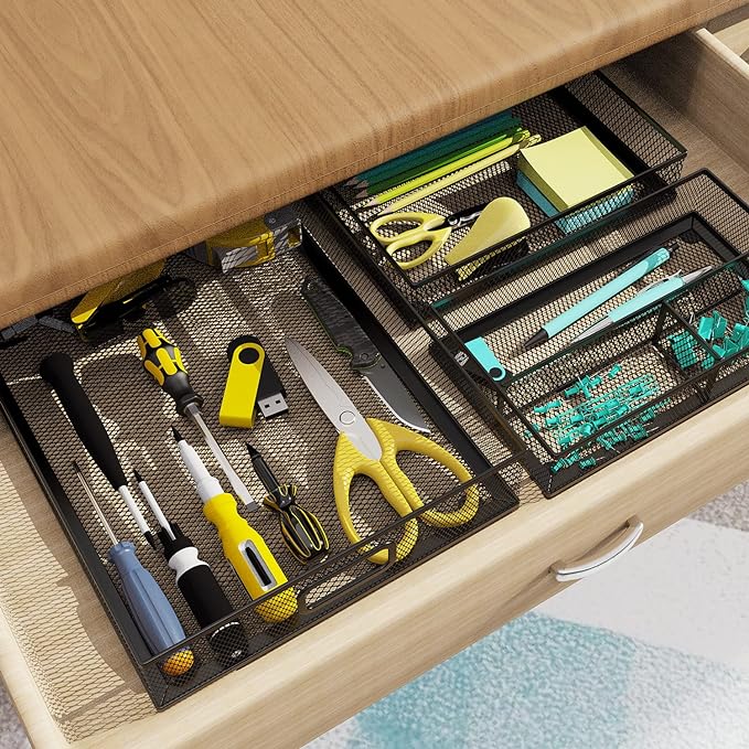Desk Drawer Organizer Set, Paper Organizer Letter Tray - Image 7