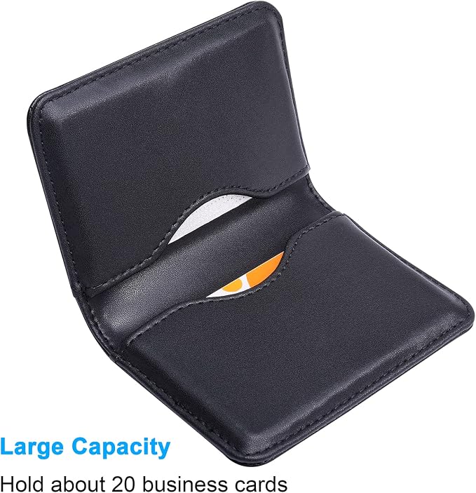 Wisdompro Business Card Holder, 2-Sided PU Leather Folio Name Card Holder - Image 2