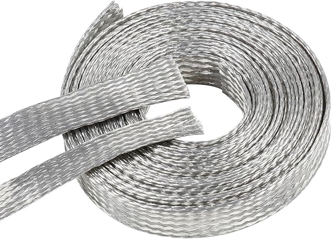 Tinned Copper Braid Wire Shielding Ground Strap Metal Cable Sleeve Expandable by BuyUneed