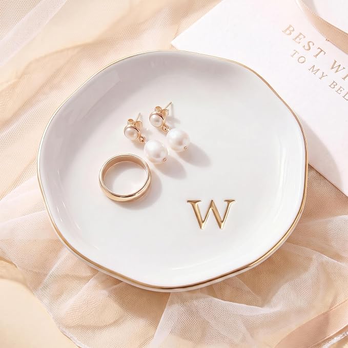 Ceramic Jewelry Tray, Personalized Initial Jewelry Dish by GIVITASOT