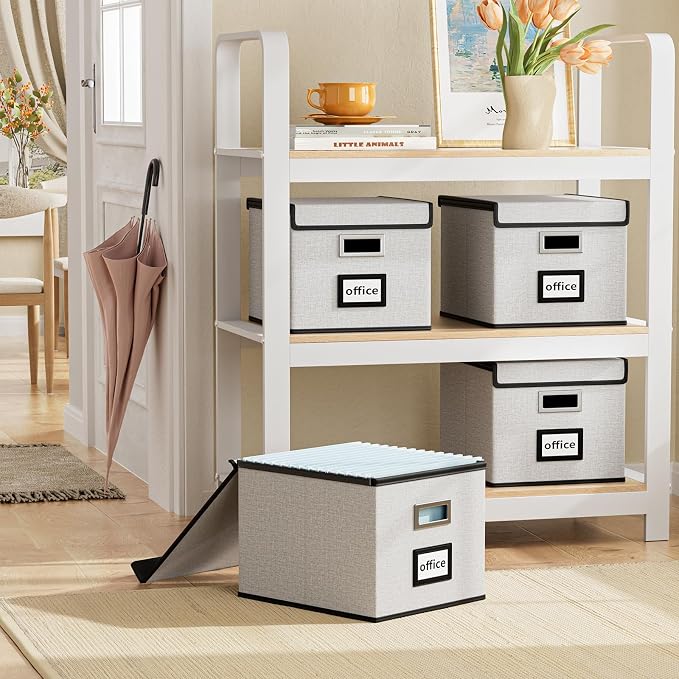 File Organizer Box with Lid, Collapsible File Folder Organizer - Image 2