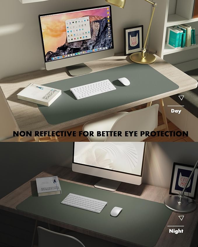 YSAGi Double-Sided Desk Pad, 35.4"x17"Leather Desk Mat, Eco Cork Desk Pad - Image 4