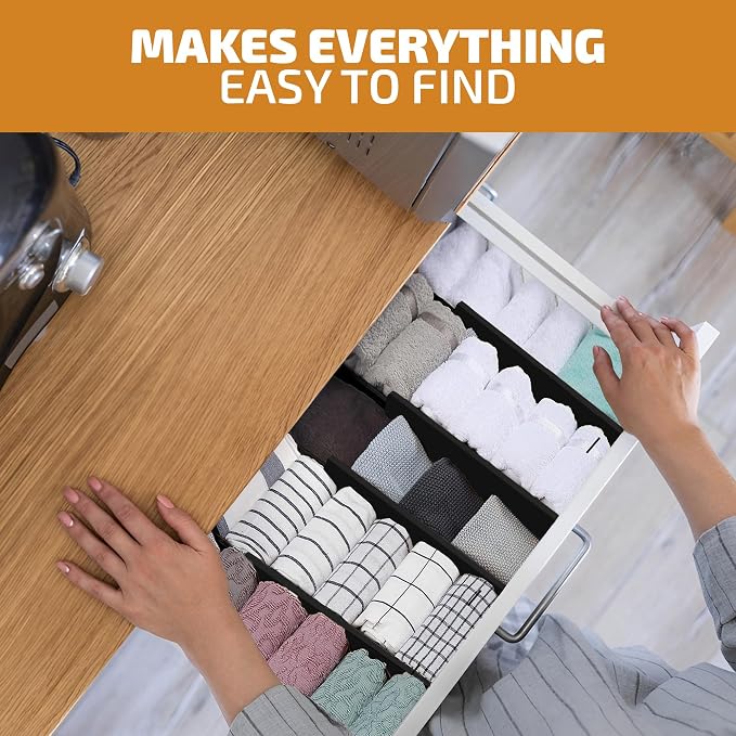 6-Pack Drawer Dividers 6 Inch High, 11”-17" Adjustable Bamboo Organizers Large - Image 3