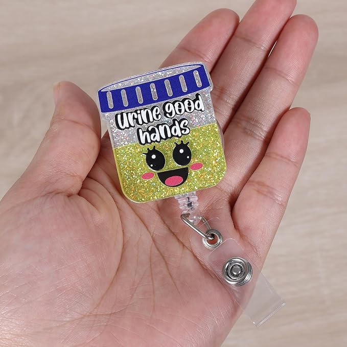 Urine Good Hands Funny Badge Reel, Cute Urology Retractable ID Card Badge Holder - Image 3