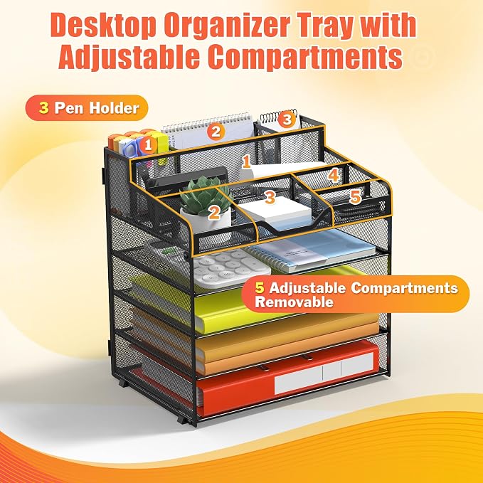 Docnest 5 Tier Mesh Desk Organizer - Image 4