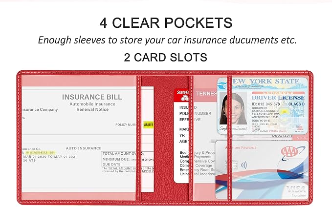 Car Registration and Insurance Holder, Premium PU Leather Vehicle Glove Box Car - Image 2