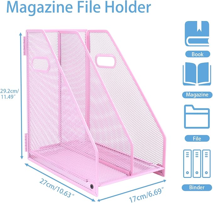 Desk Organizers, Metal Magazine File Holder - Image 2