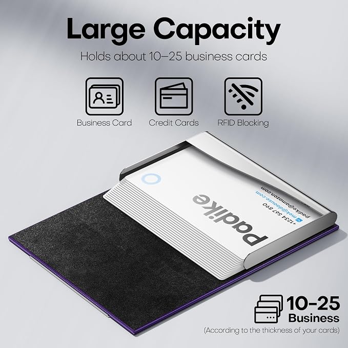 Padike Business Card Holder, Business Card Case Professional PU Leather & - Image 2