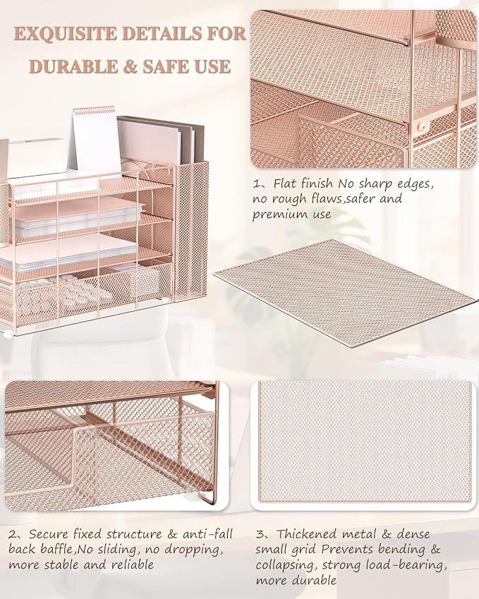 WALI Desk File Organizer, 4 Tier Desktop Paper Letter Tray Organizer - Image 5