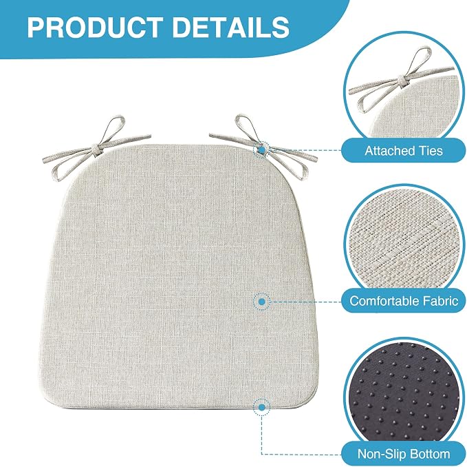 IASEAHK Chair Cushions for Dining Chairs Set of 4, Non Slip Kitchen Chair Pads - Image 2