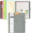 Spiral Clipboard Folio with Storage Pockets 8.5 x 11 Folder Refillable Lined by EYROZILL