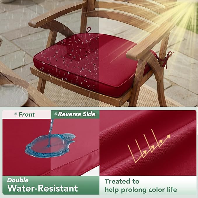 Outdoor Chair Cushions Set of 2: Waterproof & Fade Resistant Patio Furniture - Image 3