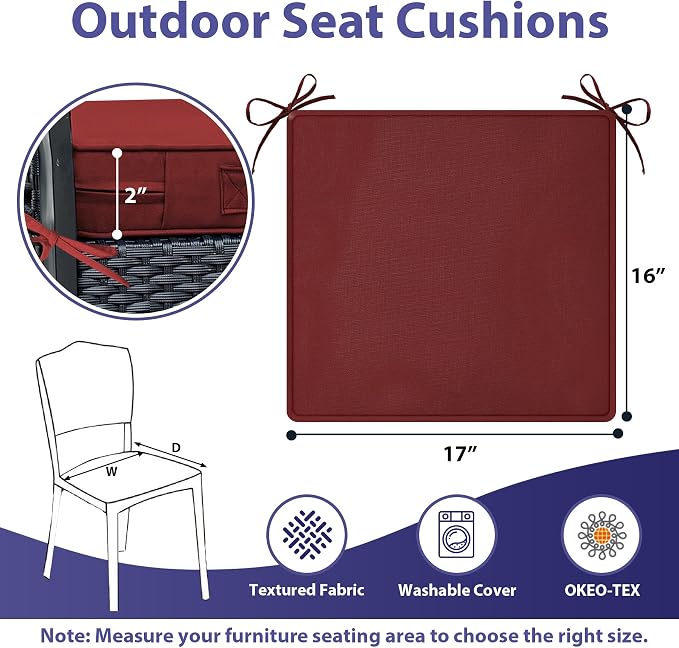 IPYNBAP Outdoor Chair Cushions Set of 4 -Waterproof Outdoor Seat Cushions - Image 6