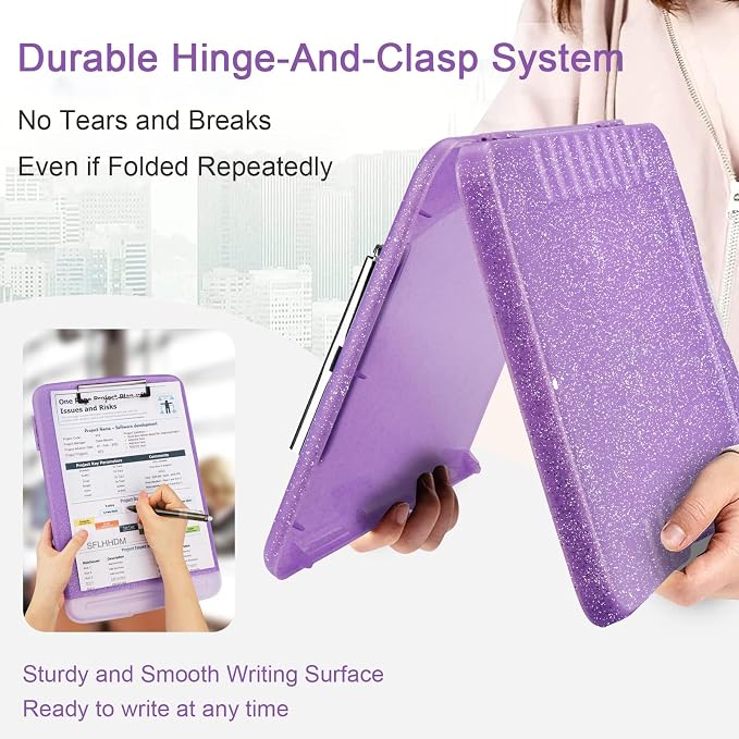 Glitter Clipboard with Storage, Storage Clipboard with Pen Holder, A4 Binder - Image 4