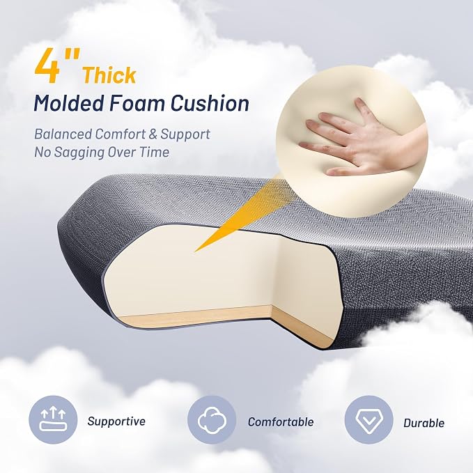 Office Desk Chair for Long Hours & Back Pain Relief – 4“ Thick Molded Foam - Image 5