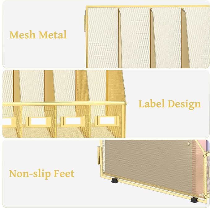 SUPEASY Desk Organizers Metal Desk Magazine File Holder - Image 4