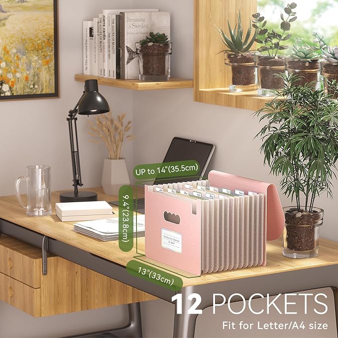 EcoStash Accordion File Organizer, 12-Pocket Wheat Straw Expanding File Folder - Image 2