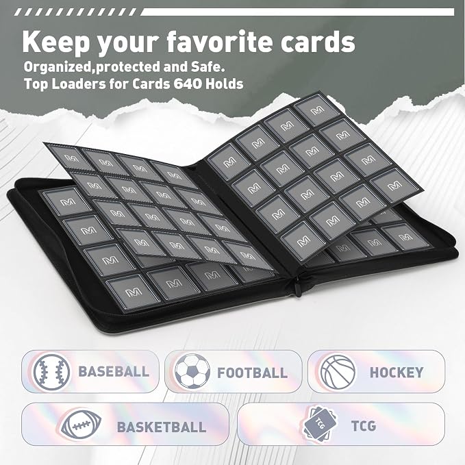 16 Pocket Toploader Binder, Holds 640 Top Loaders, Top Loader Binder - Image 2