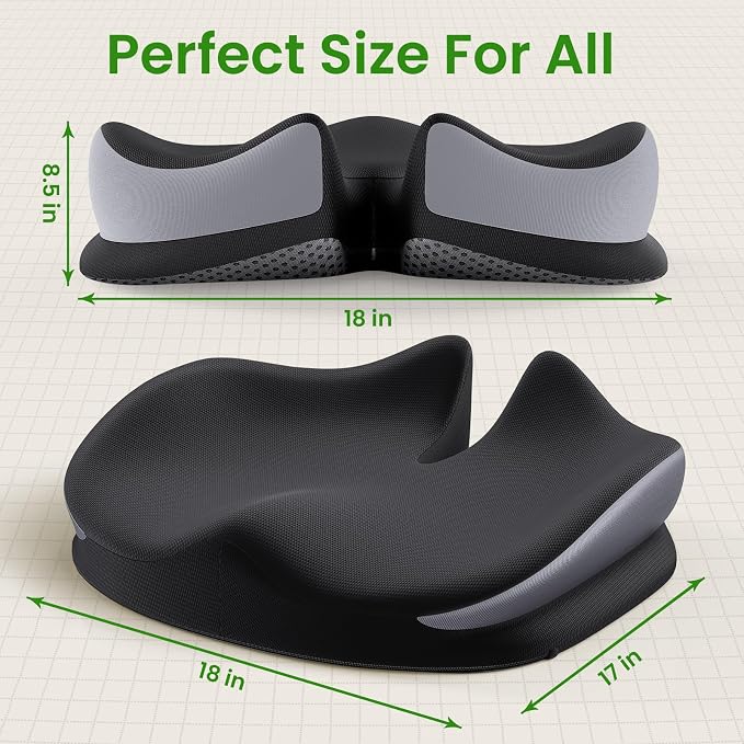 Benazcap Large Seat Cushion for Office Chair Memory Foam Coccyx Pain Relief - Image 4