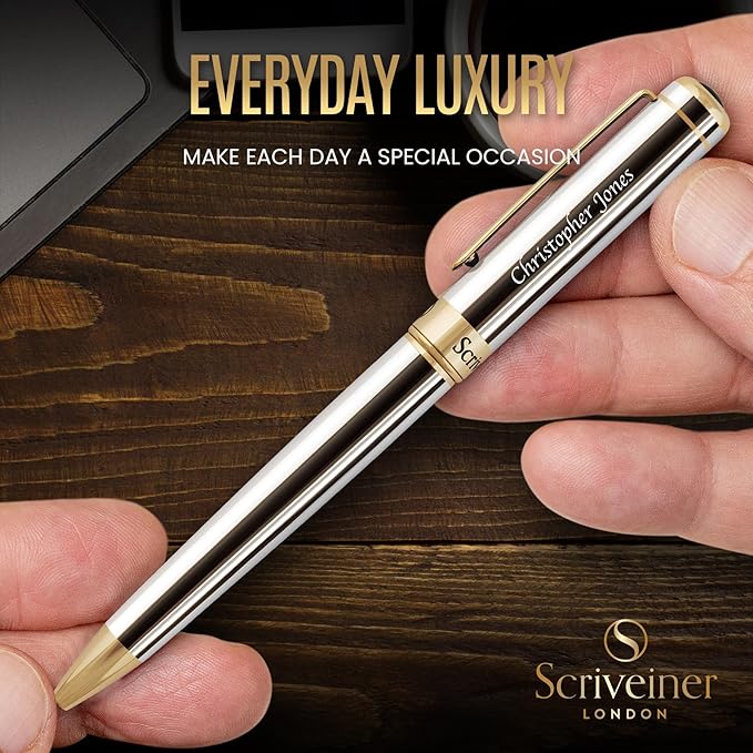 Scriveiner Personalized Silver Chrome Ballpoint Pen - Image 5