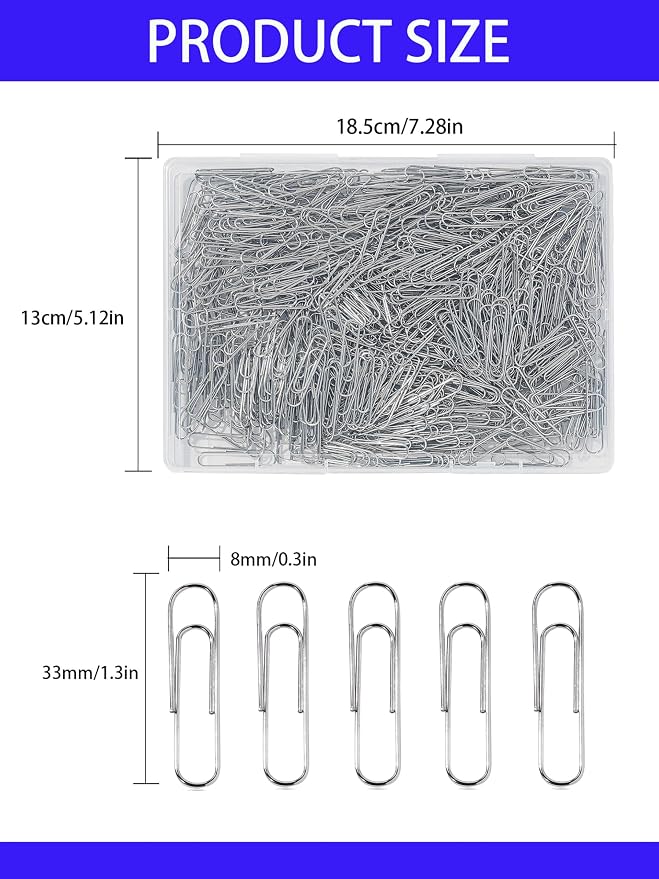 Paper Clips, 1-2/7" Silver School Office Supplies Heavy Duty - Image 2