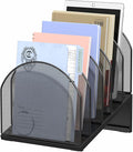 5-Section Desk File Organizer, Metal Mesh Folder Organizer by OUTIOE