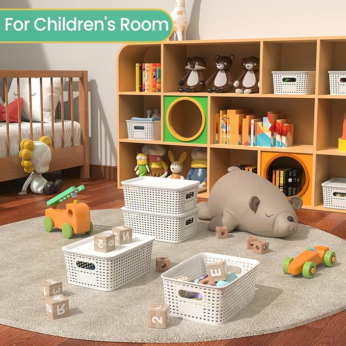Plastic Storage Baskets with Lid-Plastic Storage Containers Stackable Storage - Image 4