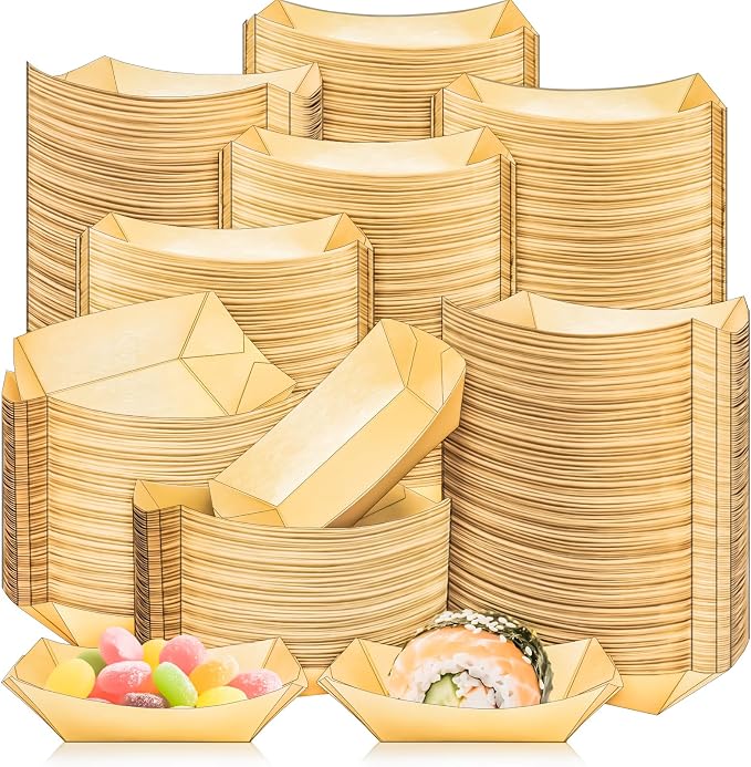 500 Pack 1/4Lb Paper Food Boat Trays Disposable Small Paper Boats Plates by MotBach