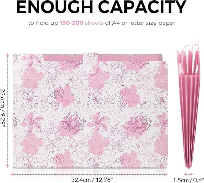 SKYDUE Accordion File Organizer, Floral Expanding File Folders - Image 3