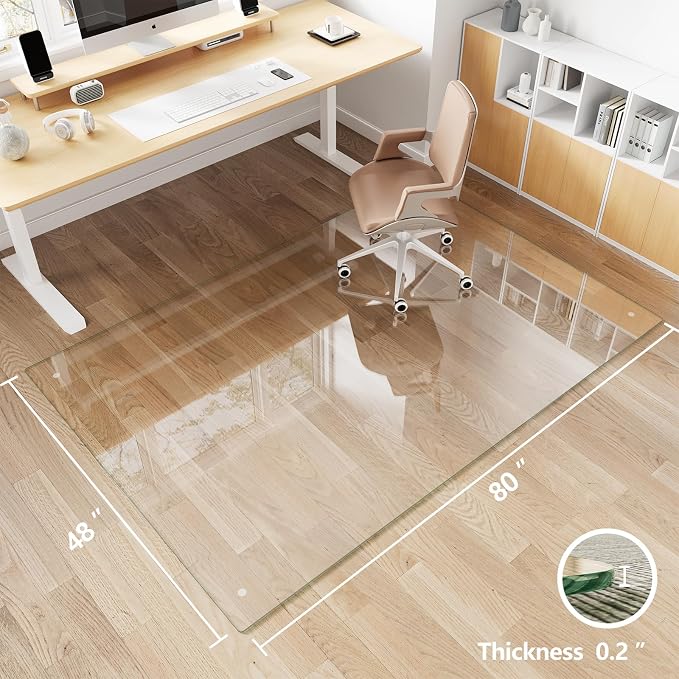 Koonmi Chair Mat for Carpet, Tempered Glass 48"x80" Office Chair Mat, Glass - Image 3