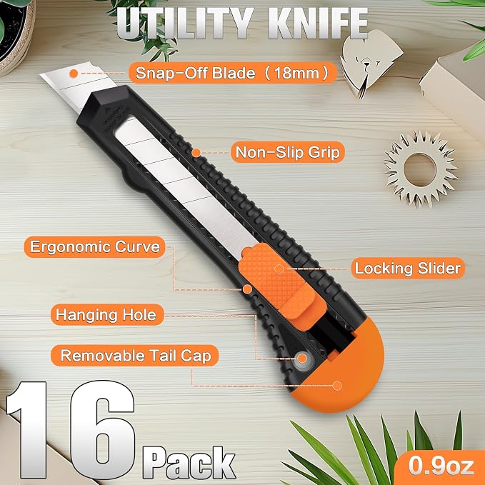 Box Cutter, Utility Knife, 16 Pack Box Cutter Retractable, Box Cutter Knife - Image 2