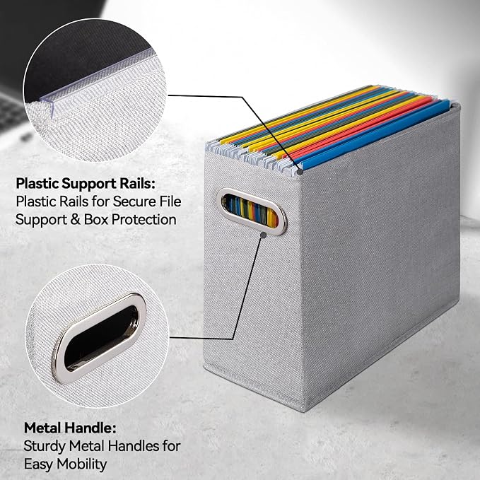 4 Pack Letter Size File Storage Box Collapsible, Fabric Hanging File Folders - Image 4