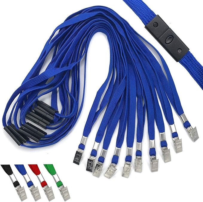 Beebel Blue Lanyards 50 Pack Breakaway Lanyard Comfortable Neck Straps Premium by Beebel