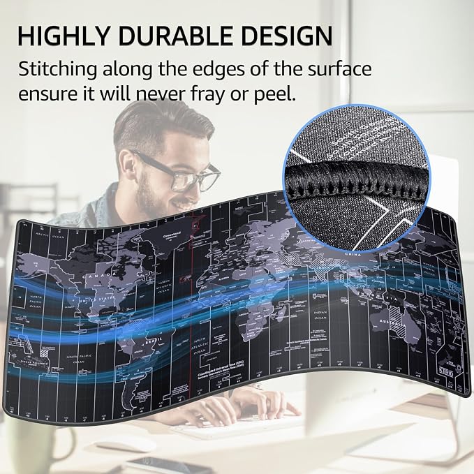 KTRIO Large Gaming Mouse Pad, Desk Mat, 31.5 x 15.7 in, World Map, XXL | Smooth - Image 5