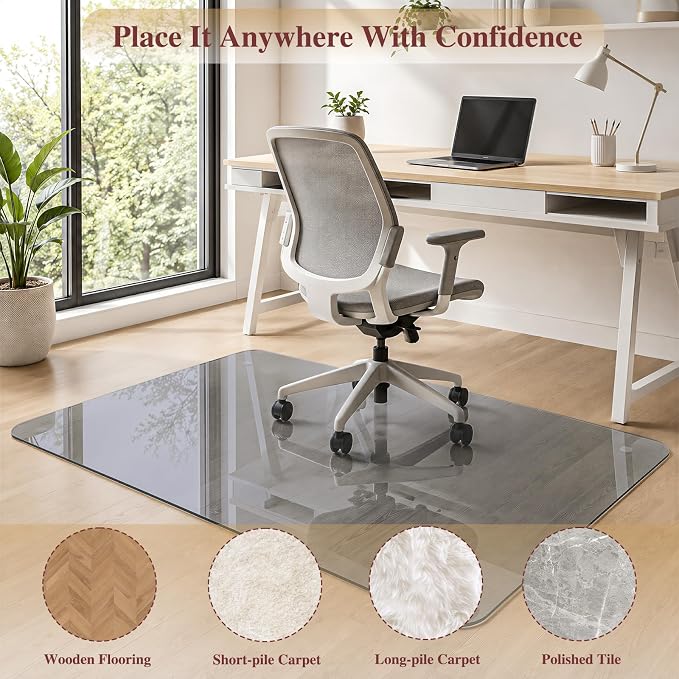 Tempered Glass Chair Mat for Carpet，30"x55" Office Mats for Rolling Chairs - Image 7