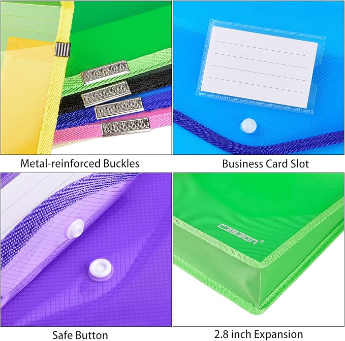 7 Pack B4 Plastic File Folders Waterproof Transparent Expandable File Folder - Image 3