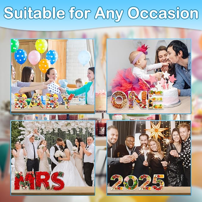 10" J Clear Acrylic Letter Charcuterie Board Box, Reusable Fillable Decorative - Image 6